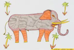 Johann Garber, Elephant, 1989, mixed media on paper; framed