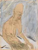 Kurt Hüpfner, Old men ohne river, 1963, acrylic, opaque white and chalk on paper, laminated on cardboard; framed