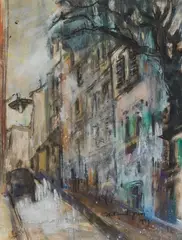 Hildegard Joos, Paris, 1949, mixed media on paper; framed