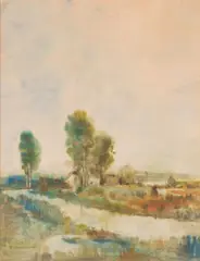 Hildegard Joos, Landscape, 1944, watercolour on paper; in passepartout (unframed)