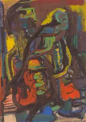 Hildegard Joos, Holy family (mixed lot: 2 works on paper), mixed media/gouache on paper; unframed