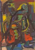 Hildegard Joos, Holy family (mixed lot: 2 works on paper), mixed media/gouache on paper; unframed