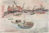 Hildegard Joos, Various city views (mixed lot of 3 works on paper), watercolour/mixed media on paper; unframed