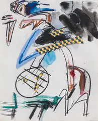 Jürgen Messensee, Untitled, mixed media, collage on paper; framed