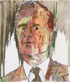 Otto Muehl, George Bush, 1989, coloured screen print, unique print; framed