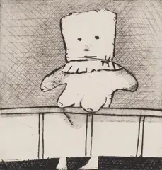 Gotthard Muhr, Besser die Katz im Sack als keinen Sack, 1973, aquatint and drypoint on paper; framed