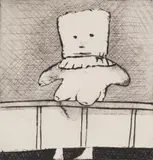 Gotthard Muhr, Besser die Katz im Sack als keinen Sack, 1973, aquatint and drypoint on paper; framed