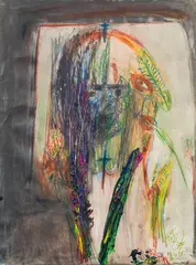 Untitled by Franz Ringel, 1985, mixed media on paper; framed, sold Oct 2022