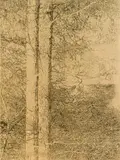 Hermann Staudinger, Wald XXVI, 2022, unique engraving (grattage on 24 carat gold leaf on wood); framed