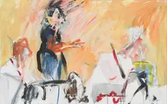 Herwig Zens, Ortner conducting, acryl, charcoal on canvas; framed