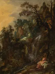 Marten Ryckaert, Saint Mary Magdalene in the wilderness, oil on panel; parqueted