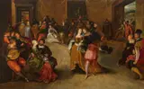 A courtly company music-making and dancing in an interior by Frans Francken the Younger, oil on panel; parqueted, offered Jun 2022
