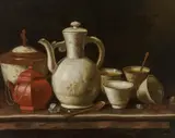 Pieter Gerritsz van Roestraten, Still life with porcelain and rock candy, oil on canvas