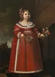 Pier Francesco Cittadini, Portrait of a little girl with fan and flower bouquet, oil on canvas