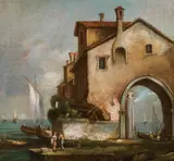 Giacomo Guardi, Capriccio with a country house on the shore of the lagoon