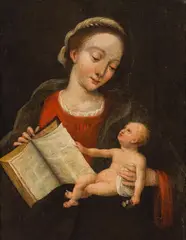 Joos van Cleve, Madonna with child, oil on panel; parqueted