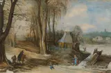 Joos de Momper, Winter landscape with a horseman returning home