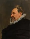 Peter Paul Rubens, Portrait of a man in a black robe with white collar, oil on panel