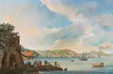 Saverio della Gatta, View of Naples ("Napoli dallo scoglio di Frisio a Posillipo"), gouache on paper; unframed