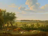 Ferdinand Georg Waldmüller, Holländische Landschaft mit Viehherde und melkender Frau. Kopie nach Adriaen van de Velde (1636-1672)