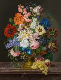 Franz Xaver Petter, Large floral still life with grapes