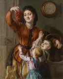 Johann Baptist Reiter, Reiter's second wife Anna with the children Max and Lexi, oil on canvas