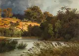 Johann Wilhelm Schirmer, Approaching thunderstorm, oil on canvas