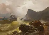 Josef Püttner, Ships in stormy seas, 1854, oil on canvas