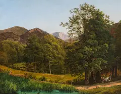 Josef Feid, Höllental mit Blick auf den Schneeberg, oil on canvas