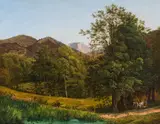 Josef Feid, Höllental mit Blick auf den Schneeberg, oil on canvas