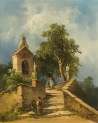 Georg Geyer, Stairs to the calvary in Heiligenkreuz, 1892, oil on canvas