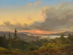 Ludwig Halauska, View from Kollmitzberg towards Wallsee on the Danube, 1851, oil on canvas; unframed