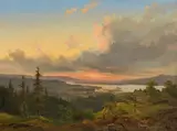 Ludwig Halauska, View from Kollmitzberg towards Wallsee on the Danube, 1851, oil on canvas; unframed