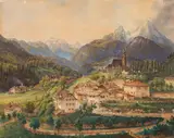 Anton Schiffer, Berchtesgaden with the Watzmann, 1842, watercolour on paper