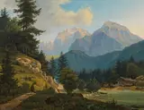Franz Steinfeld, Farm in the mountains, 1834, oil on canvas