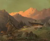 Karl Lafite, Mountain landscape, oil on paper on cardboard