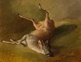 Hunted roebuck by Friedrich Heinrich Zeller, 1856, oil on paper on canvas, offered Jun 2022