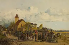 Ignaz Ellminger, After the church service, 1886, oil on panel