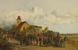 Ignaz Ellminger, After the church service, 1886, oil on panel