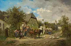 Ignaz Ellminger, Sunday in the Weinviertel, 1882, oil on canvas