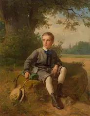 Julius Hamel, Portrait of a seated boy, 1873, oil on canvas