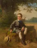 Julius Hamel, Portrait of a seated boy, 1873, oil on canvas