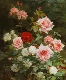 Gustave Bienvêtu, Rose garden, 1902, oil on canvas