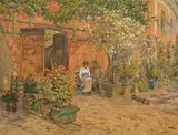 Stefan Simony, Farm in the Wachau, 1917, mixed media on paper on canvas