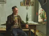 Josef Kinzel, Winemaker at the tasting, oil on canvas