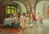Stephan Sedlacek, A game of blind man's buff, oil on canvas