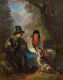 Eduard Swoboda, Courtship in the Salzkammergut, oil on panel