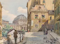 Hans Götzinger, Vienna, Mölkerbastei with Dreimäderlhaus, watercolour on paper