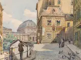 Hans Götzinger, Vienna, Mölkerbastei with Dreimäderlhaus, watercolour on paper
