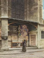 Richard Moser, Wien. Die Armenseelen-Nische a./d. St. Stephans-Kirche., 1915, watercolour on paper